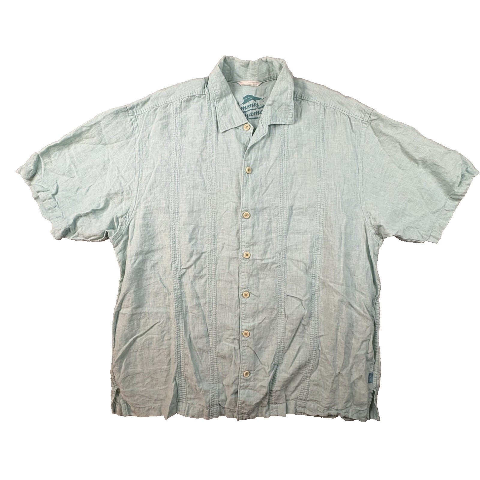 Tommy Bahama Men’s XL Teal/Seafoam Linen SS Button Up Shirt SEE DESCRIPTION