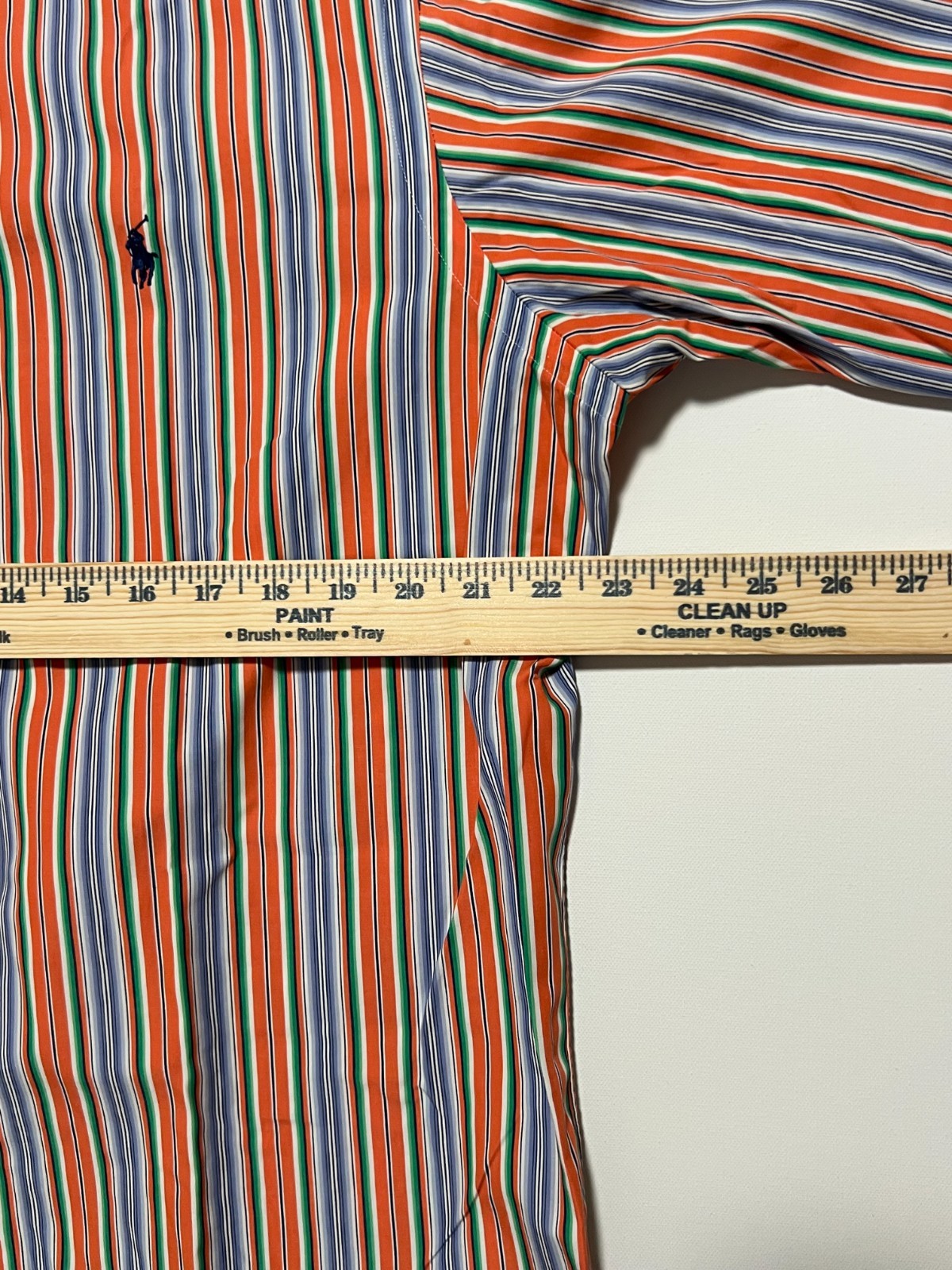 Ralph Lauren Shirt Classic Fit Preppy Striped Orange Blue Men’s size Large