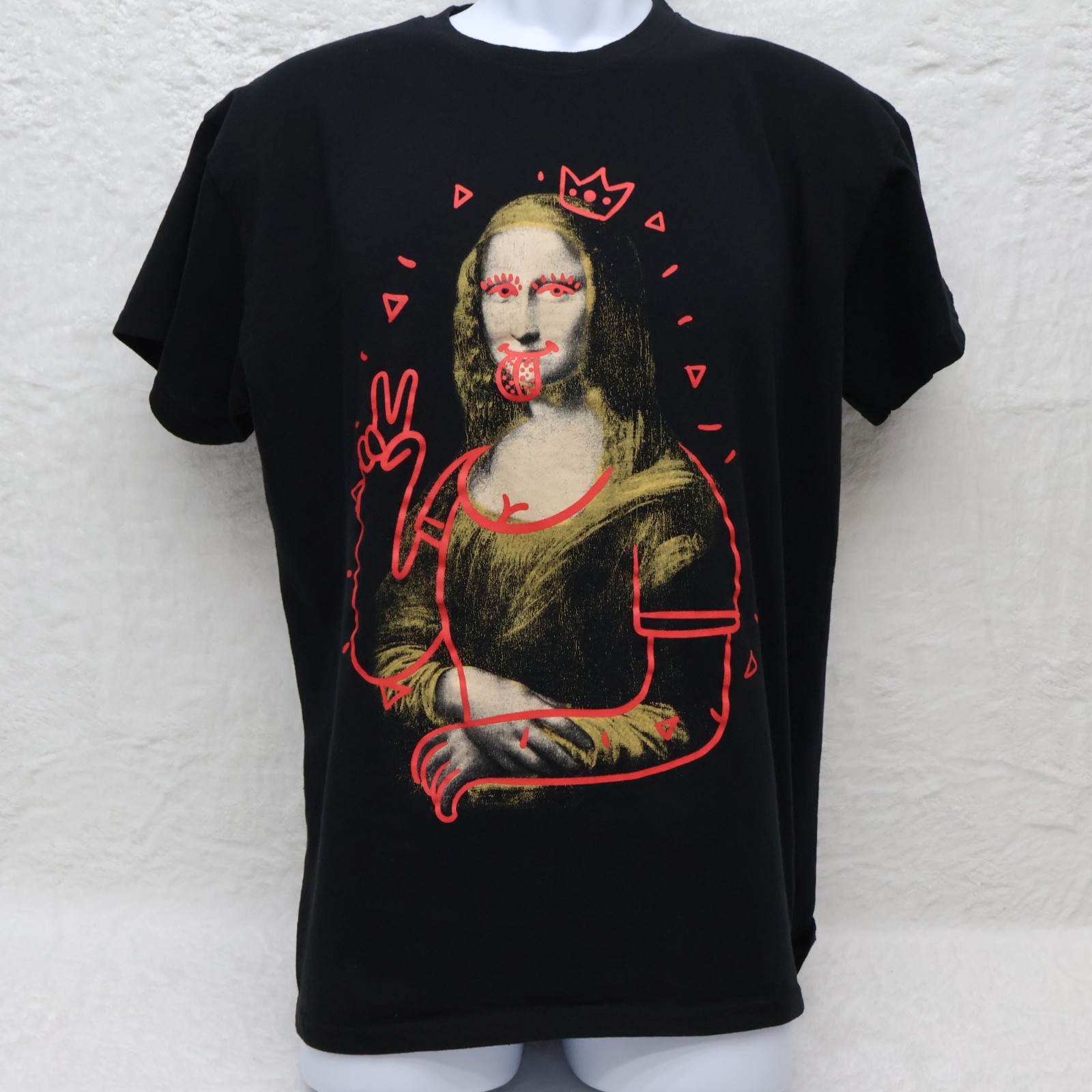 Brisco Brands Mona Lisa Graphic T-Shirt Men’s Large Black Funny Art Tee