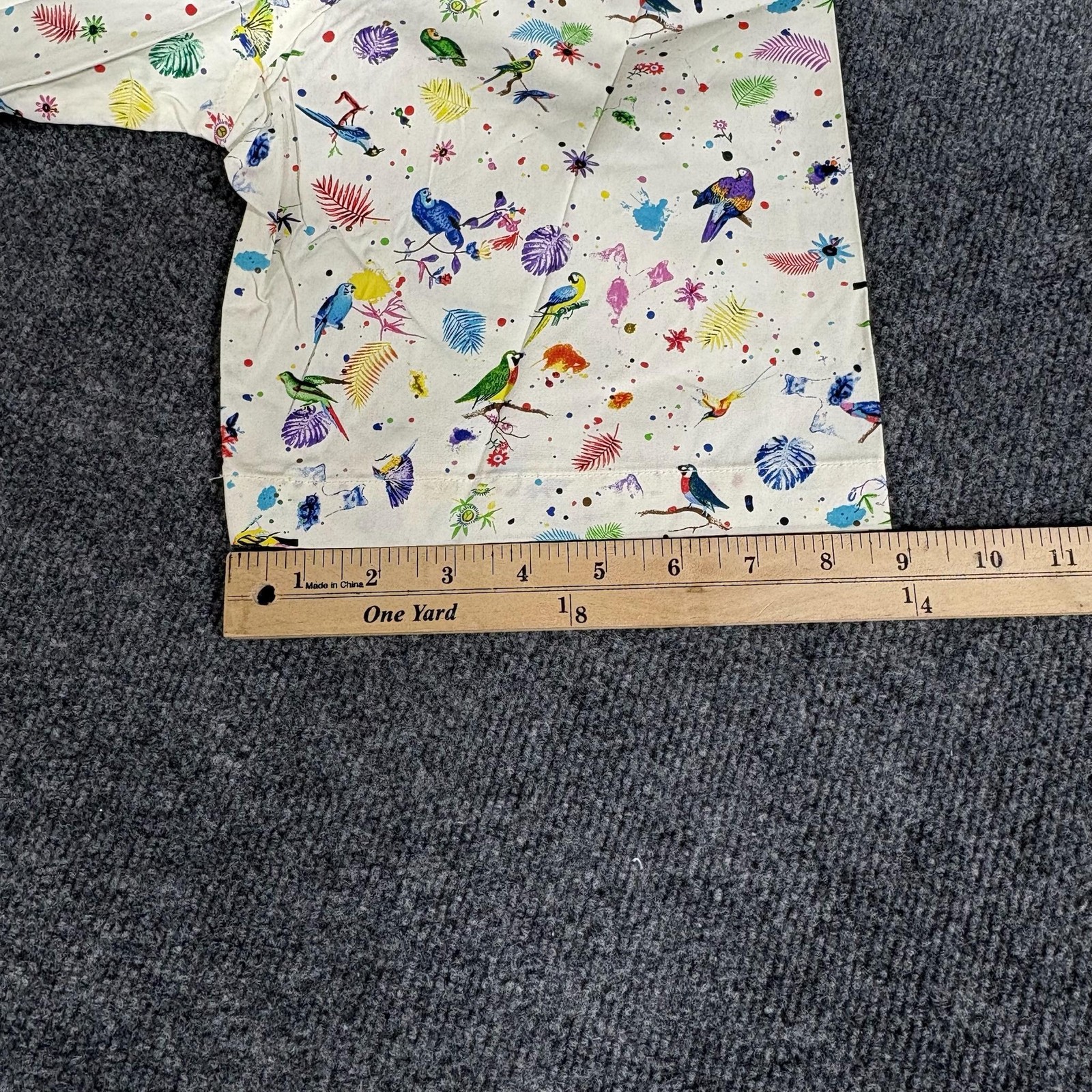 Alan Flusser Shirt Mens XL Multicolor Bird Floral Short Sleeve Button Up Casual