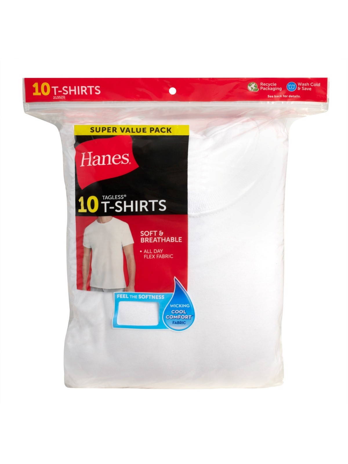 White T-Shirt Undershirts, 10-Pack, Best Cotton Undershirts, Stay-Tucked T-Shirt