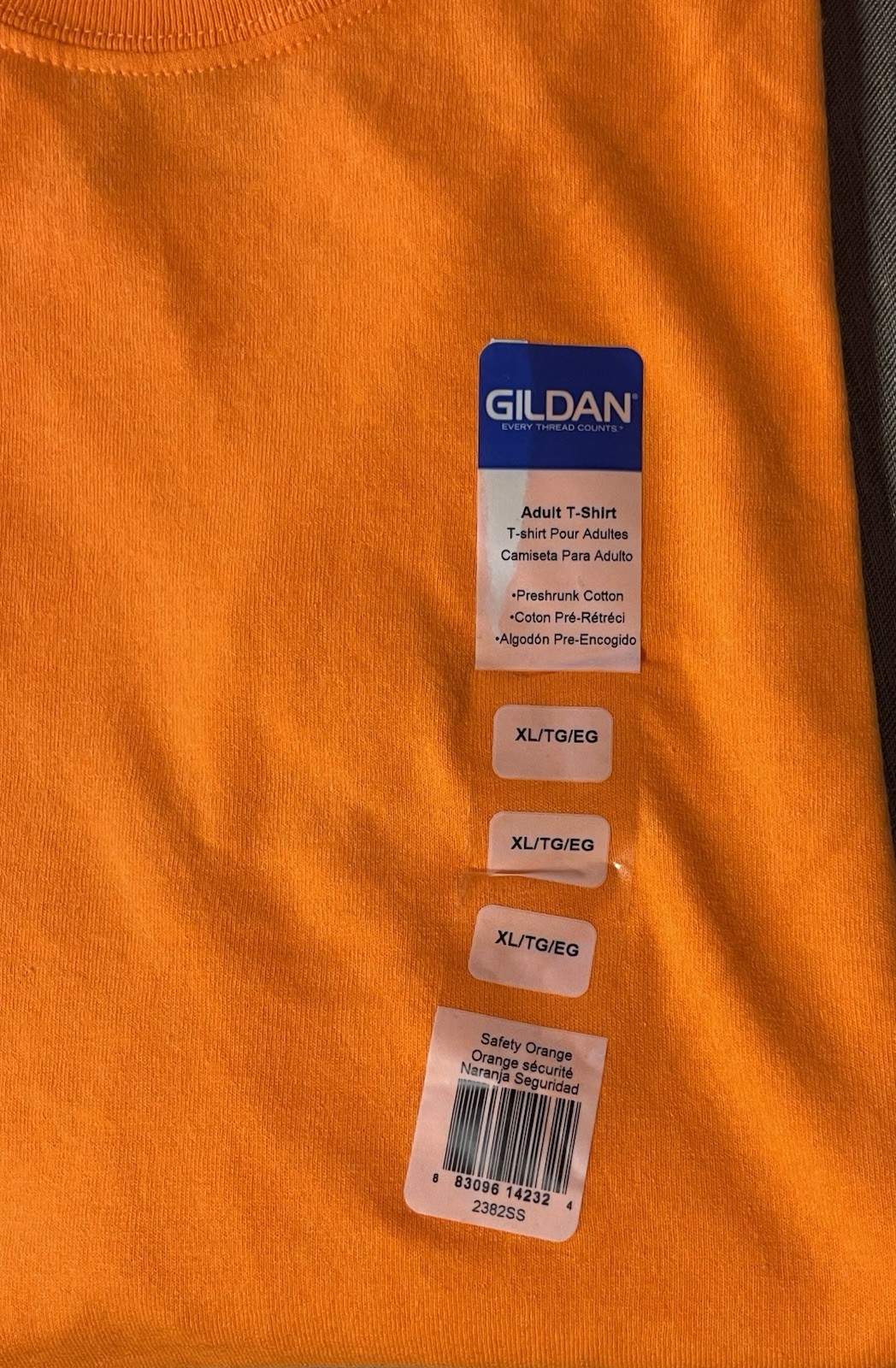 GILDAN DryBlend, Hunter Safety Orange, Tee Shirt, Adult XL, Preshrunk, NWOT