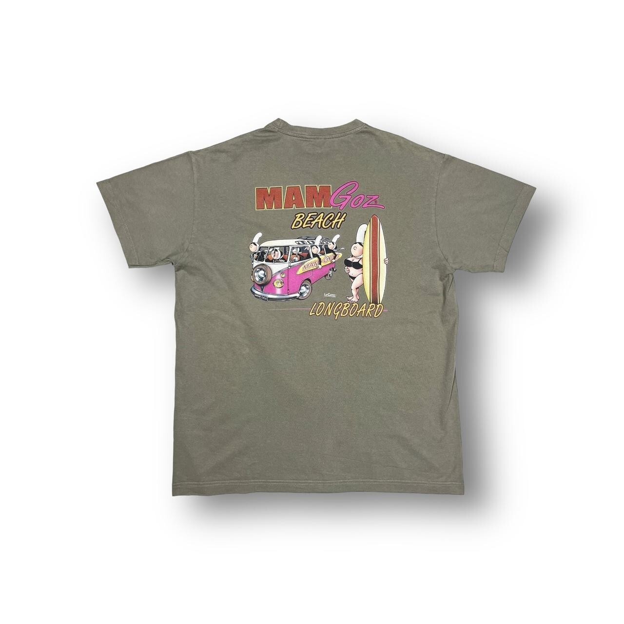 Mam Goz Attitude Beach Longboard Graphic T-Light Green Shirt (L)
