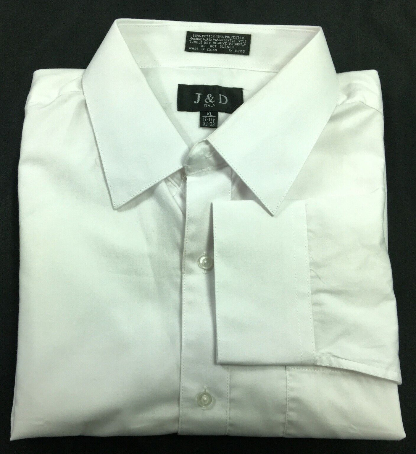 JD Apparel Omega Italy Men’s Long Sleeve Dress White Shirt Size XL