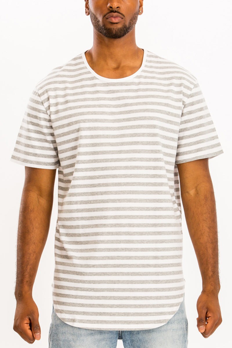 WEIV Los Angeles Striped Basic Tee Gray/White Size XL