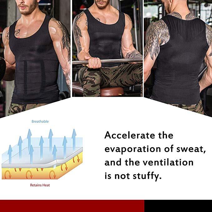 Mens Compression Shirts Slimming Body Shaper Vest Tight Tank Top Tummy Control