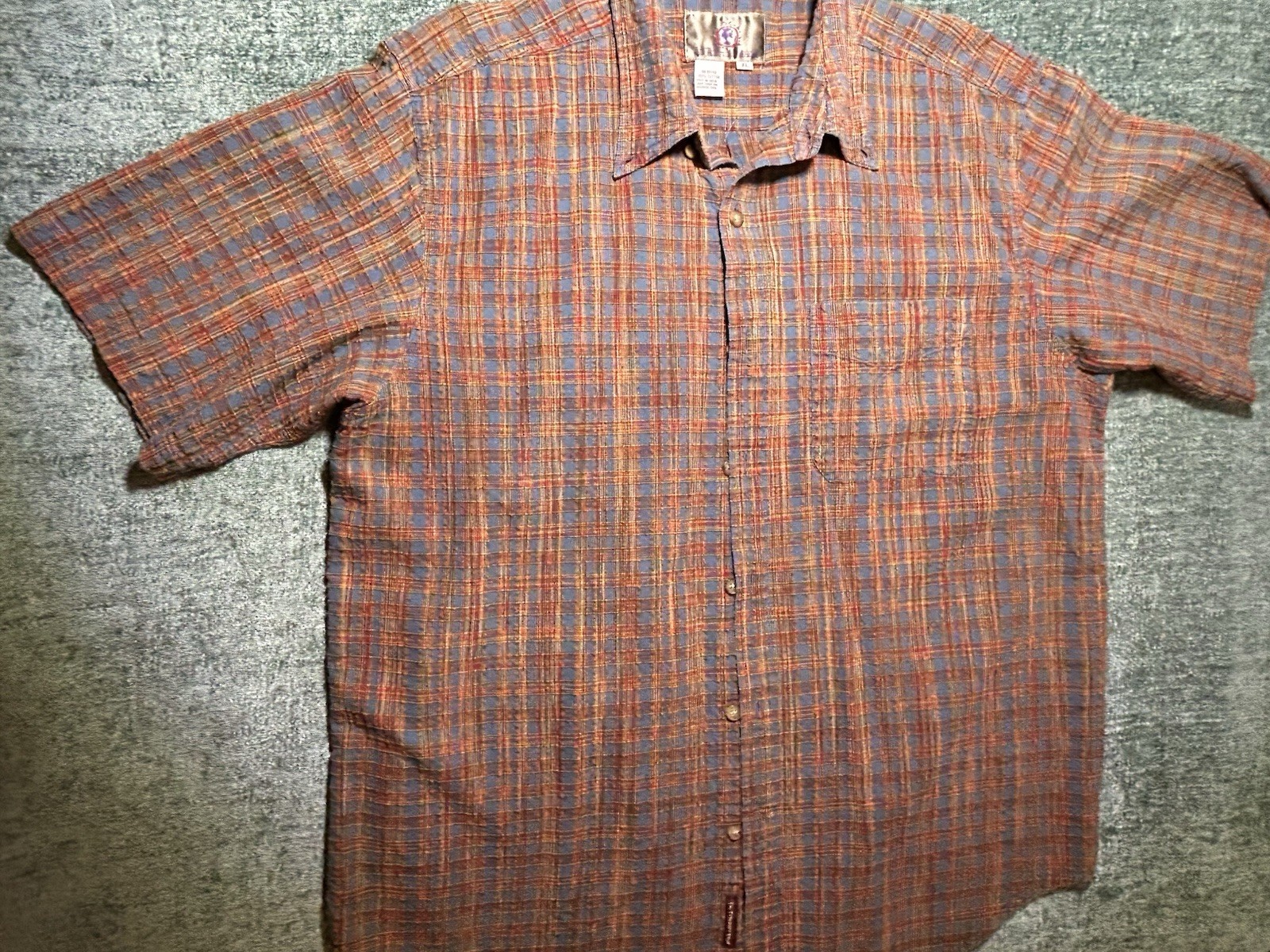 Territory Ahead Vintage Shirt,XL ,Textured Button Up Short Sleeve, Multi Colored