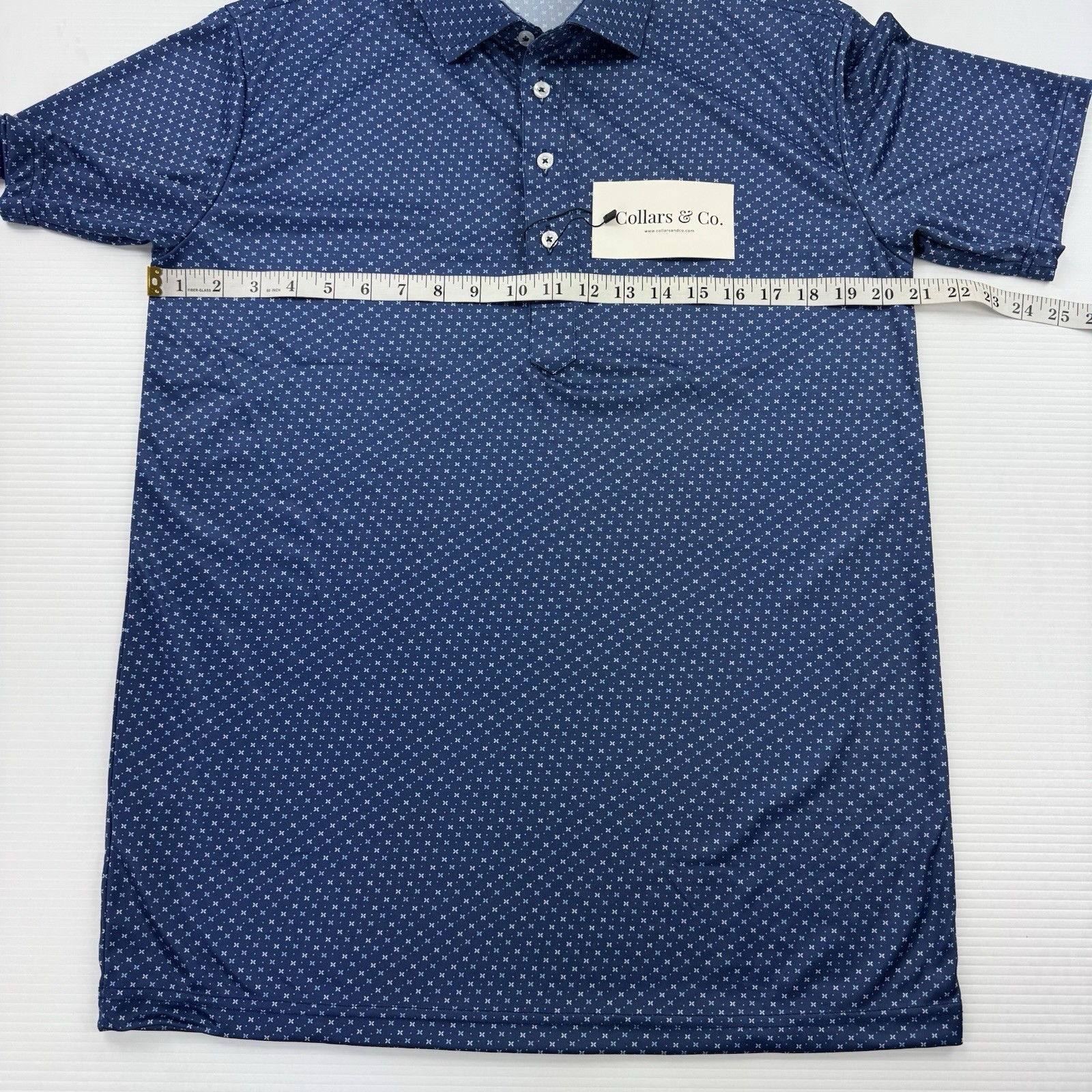 Collars & Co Dress Collar Polo Shirt Mens M Blue Performance Golf NWT Stretch