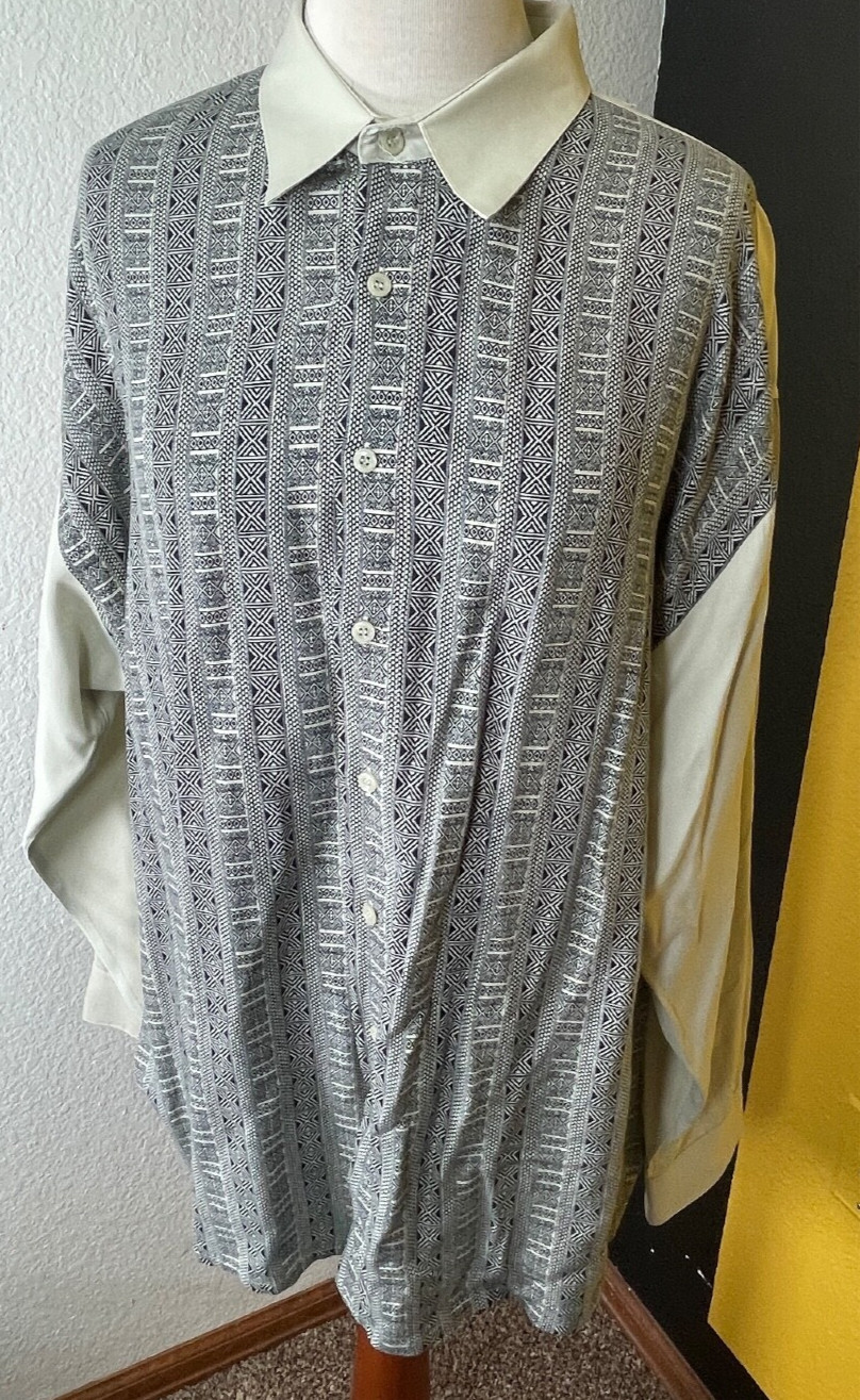 New Step Mens Shirt XLarge Button Two Tone Patterned Front Machine Wash