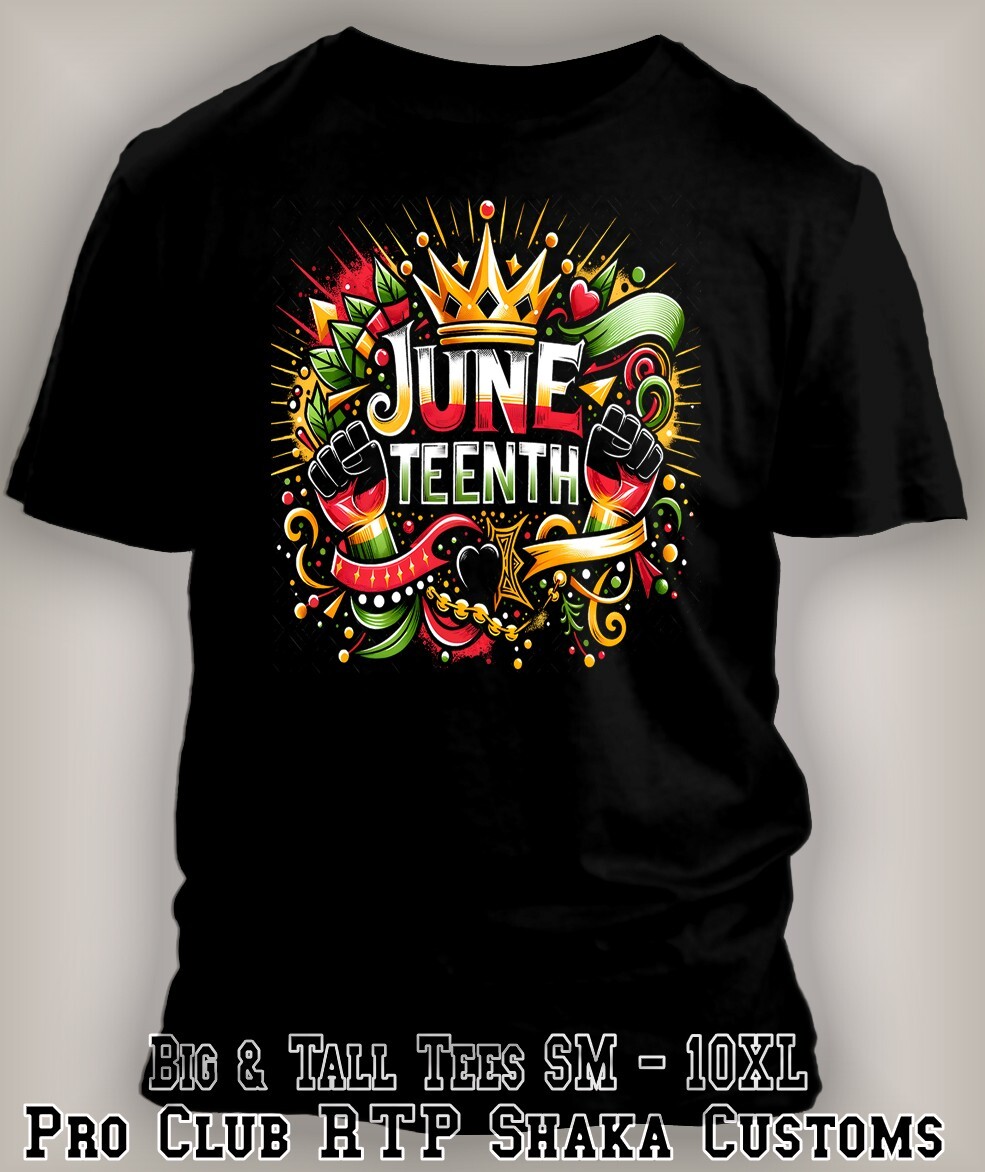 Mens 1865 Juneteenth Black History Tee Crown & Fist Glory Greystone 8XL Big