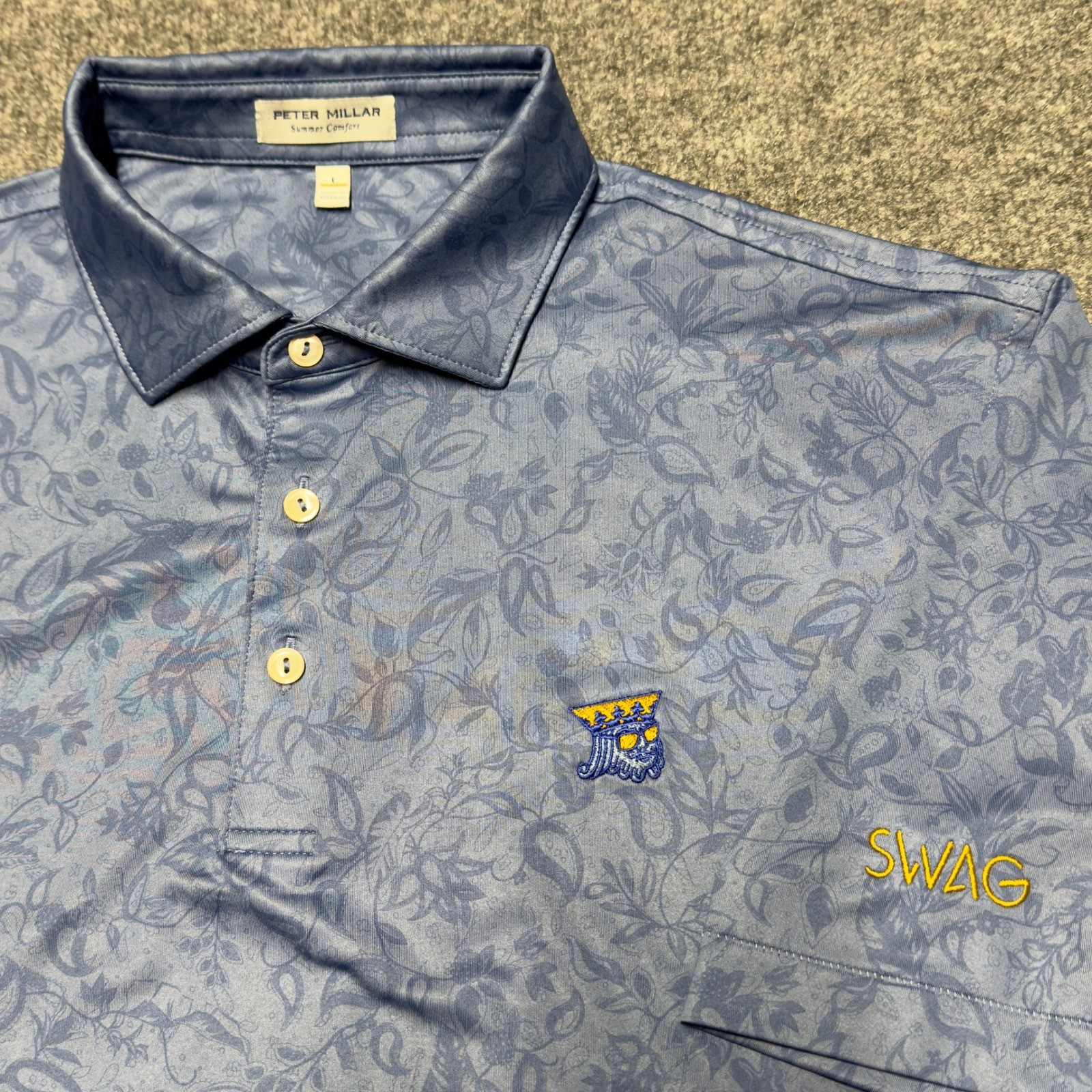 Peter Millar Summer Comfort Polo Carrow Batonical King Swag Golf Shirt Men Large