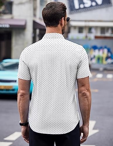 Men’s Letter Print Button Down Shirt Short Sleeve Turn-Down Collar Size X-Large