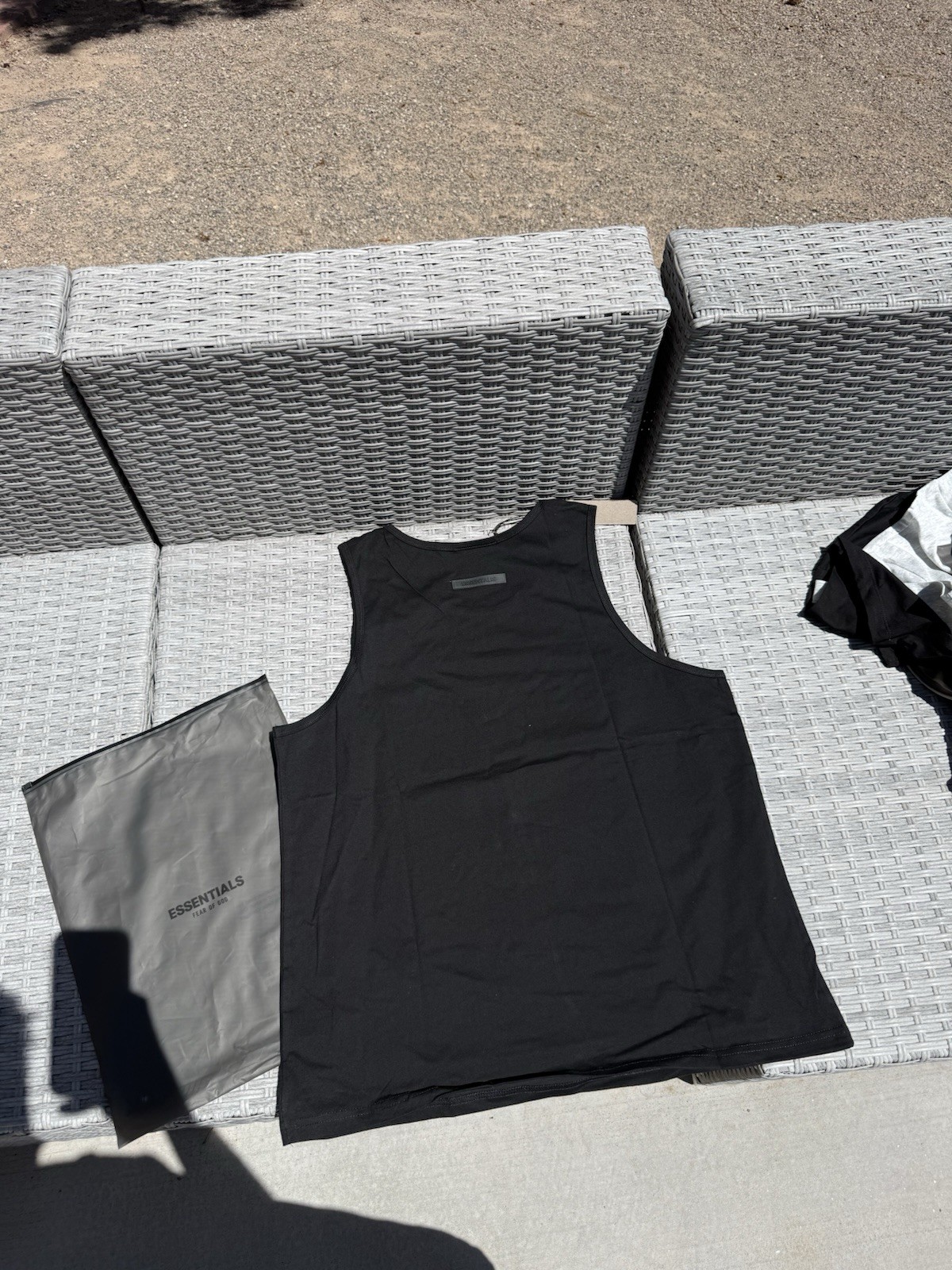Essentials Men’s Black Sleeveless Crew Neck Logo Tank Top T-Shirt Regular