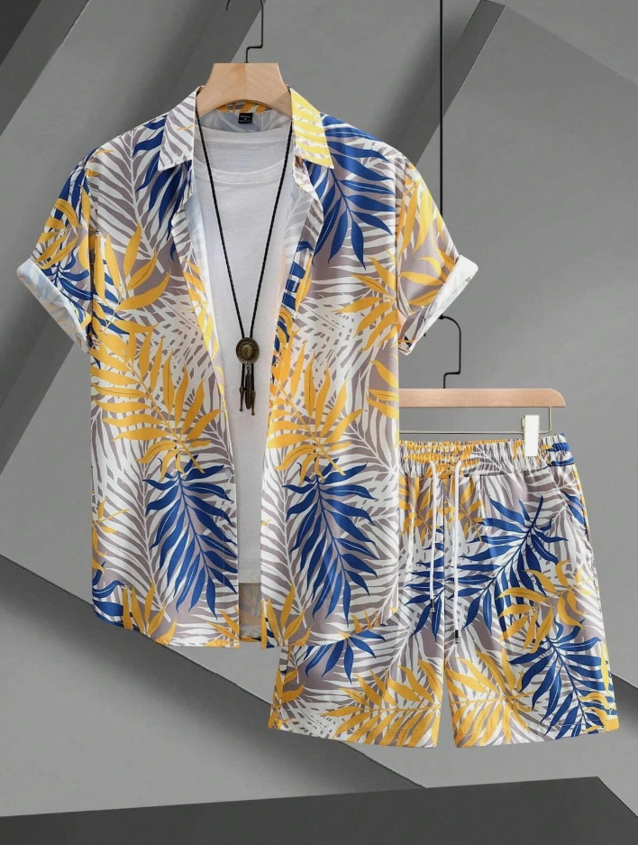 Men Summer Outfit 2-Piece Set Short Sleeve T-Shirt and Shorts Sweatsuit Set