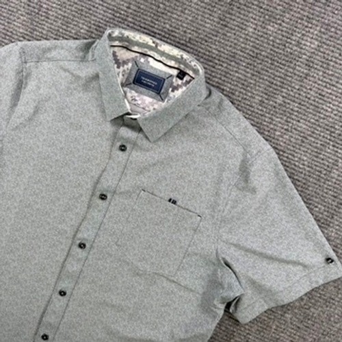 7Diamonds Painted Memory Men Large Gray 4-Way Stretch Button Up Golf Work Shirt