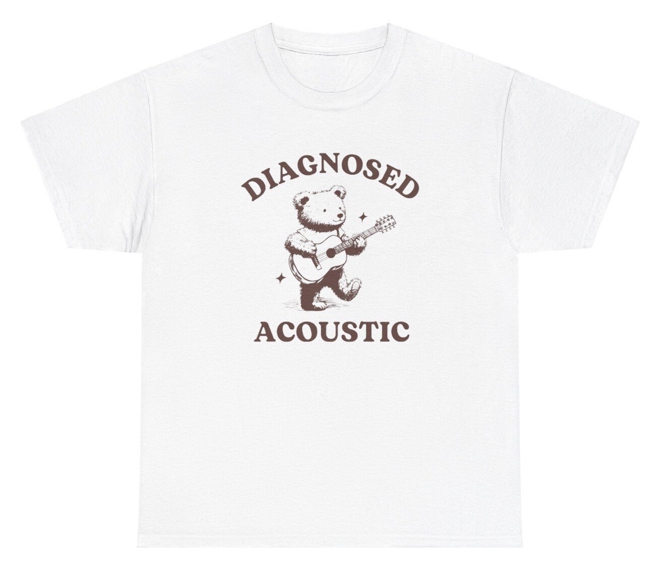 Diagnosed Acoustic Bear Guitar T Shirt Funny Autistic Autism Animal Humor Tee