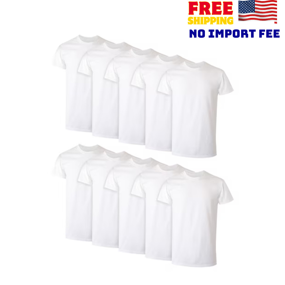 Hanes Men’s Super Value Pack White Crew T-Shirt Undershirts, 10 Pack