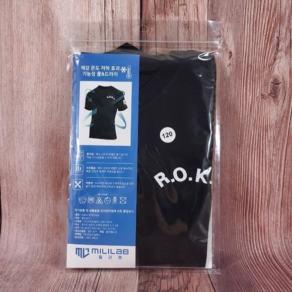*READ* ROKA Korea Black Solid Army Short Sleeve Performance T-Shirt Tee BTS DP