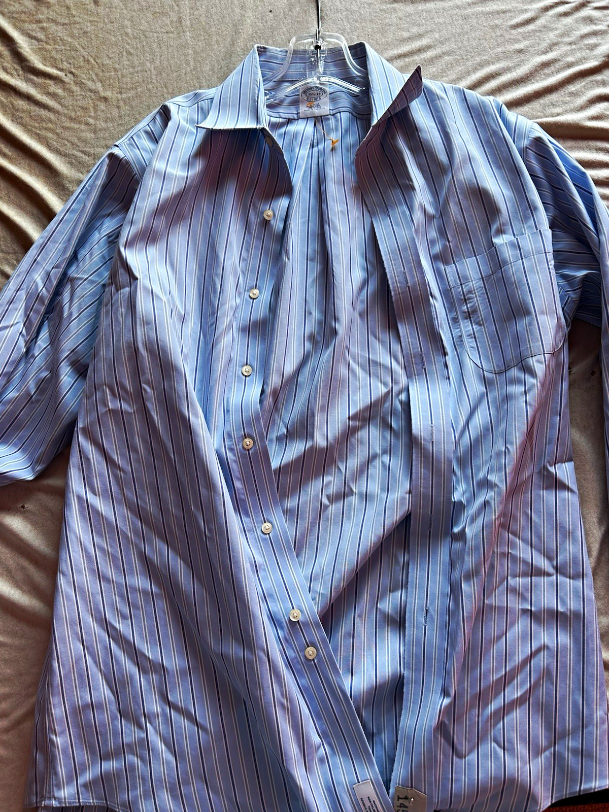 Vintage Brooks Brothers Men’s Striped Blue White Cotton Dress Shirt 15.5 33