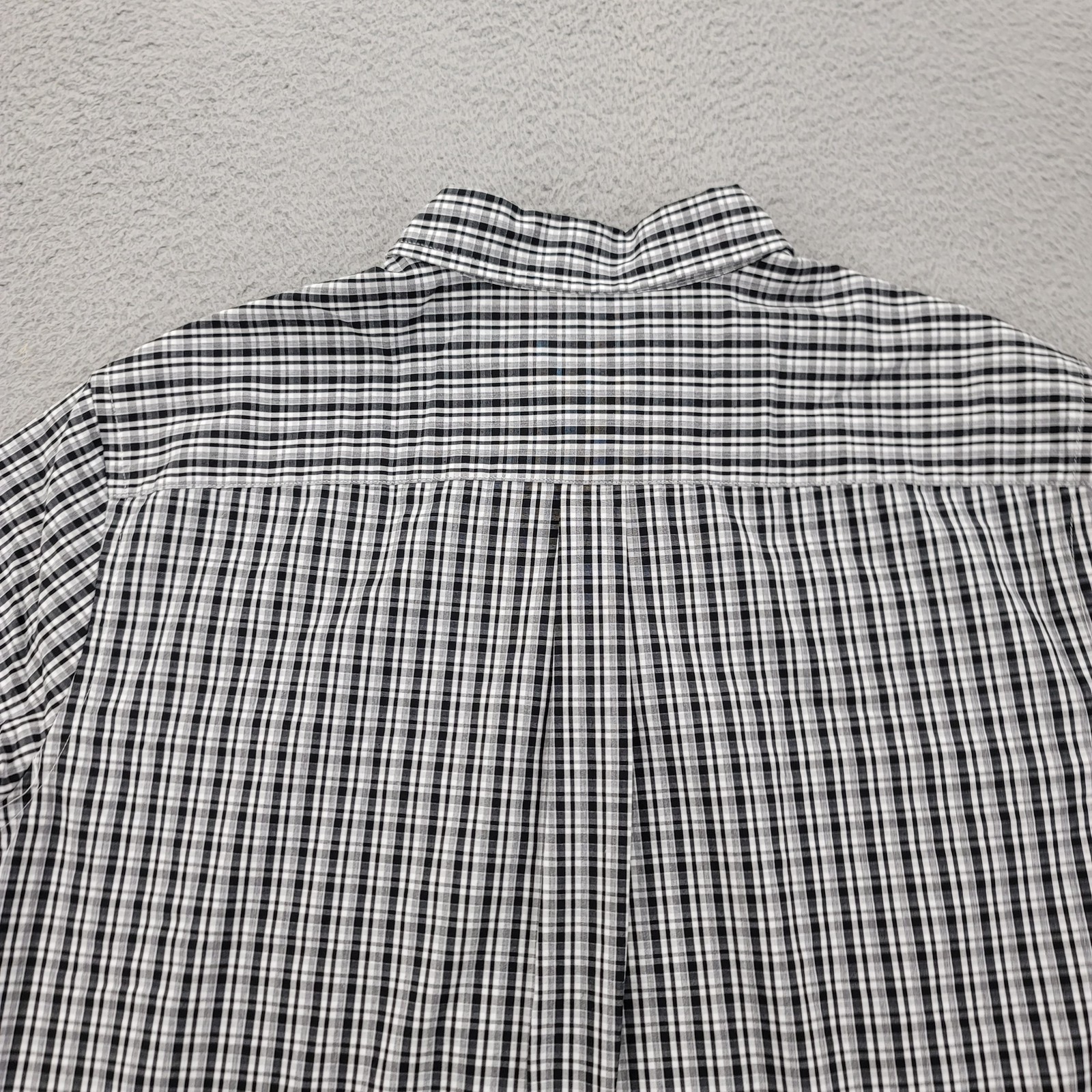 Chaps Shirt Mens XL Black White Plaid Button Down Stretch Easy Care Classiccore