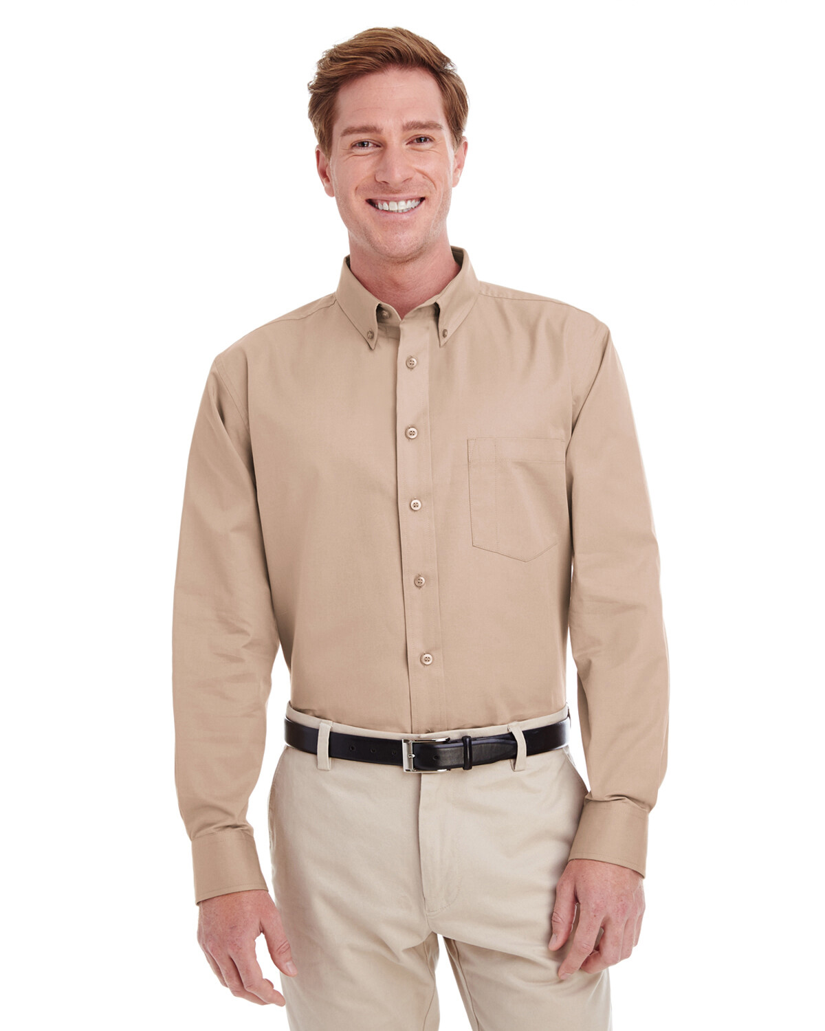Harriton Men’s Foundation Cotton Long Sleeves Twill Shirt With Teflon M581 S-6XL