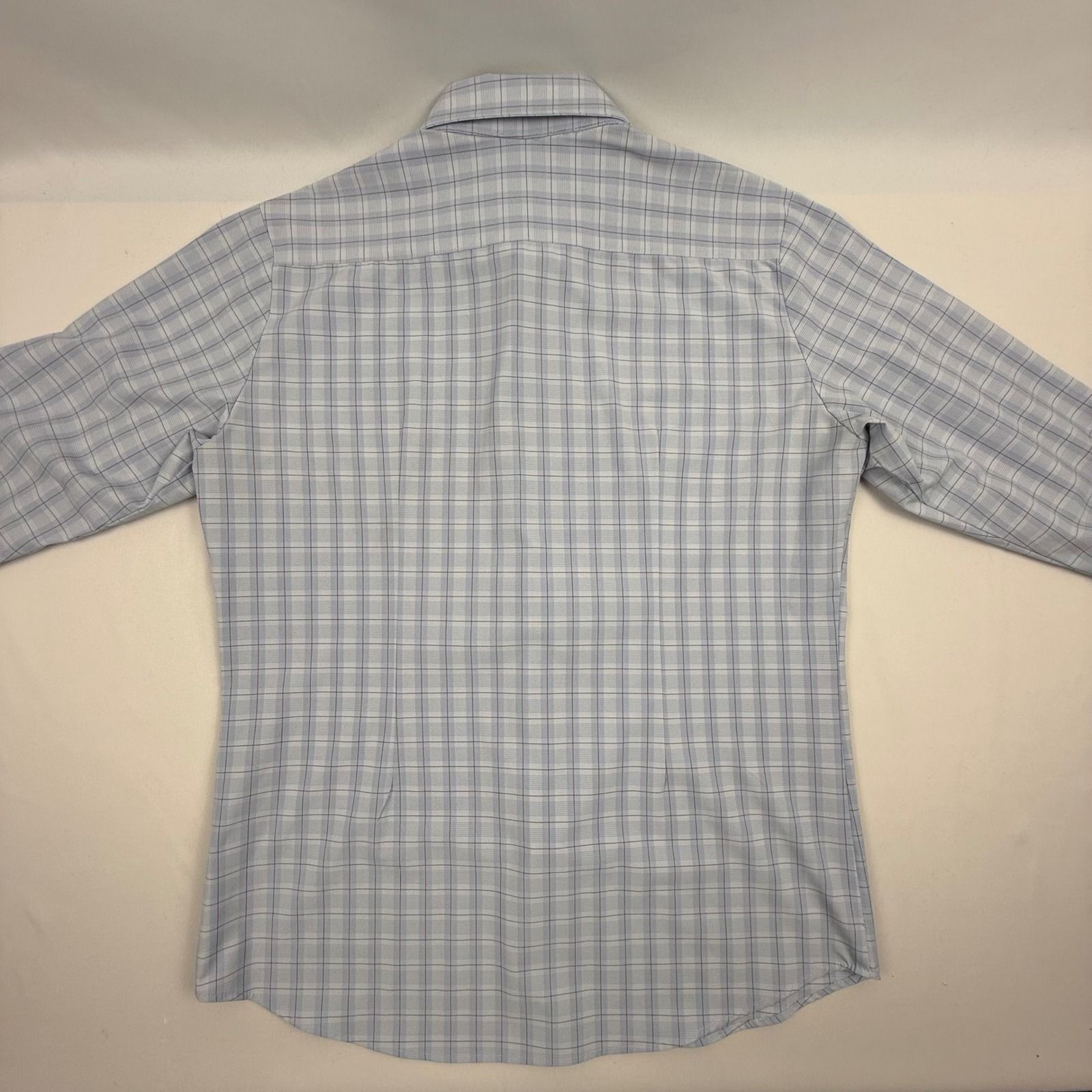 Mizzen+Main Mens Large Trim Fit Performance Plaid Dress Shirt Blue White Red