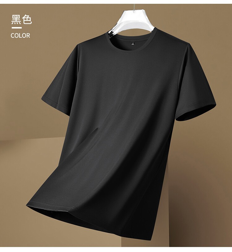 Summer fashion Men’s Silk T-Shirt Short Sleeve Luxury Soft Breathable Tee Hot