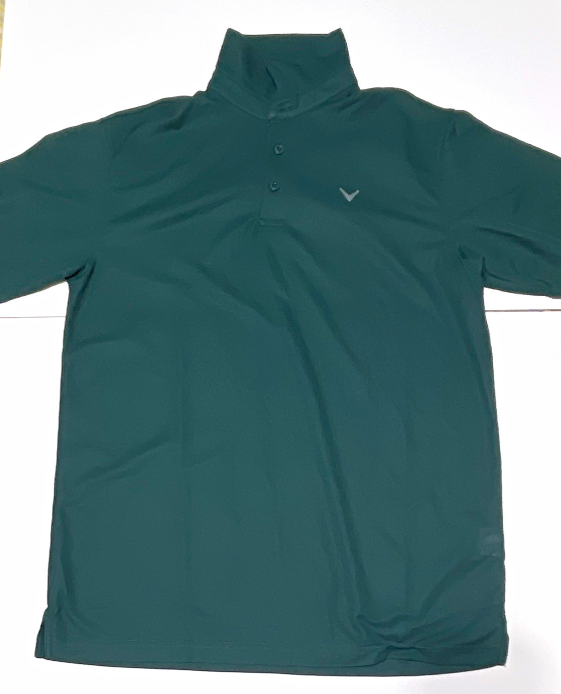 Callaway Opti-Dri Men’s L Green Solid Short Sleeve Button Polo Collared Logo