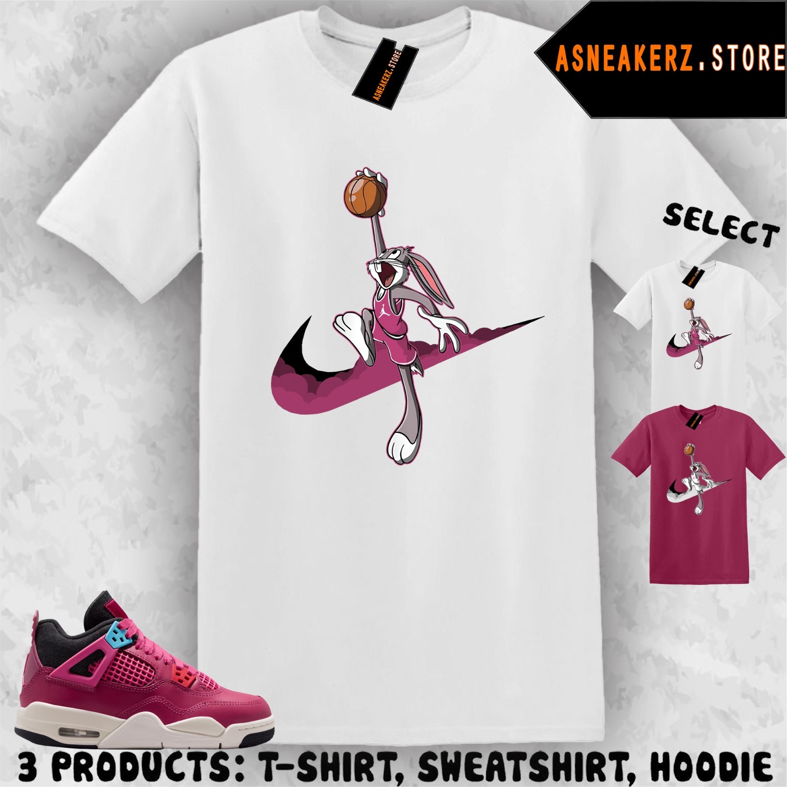 Shirt Matching AJ 4 She’s A Star GS 2026 Match Sneaker Just Dunk It Bugs T-Shirt