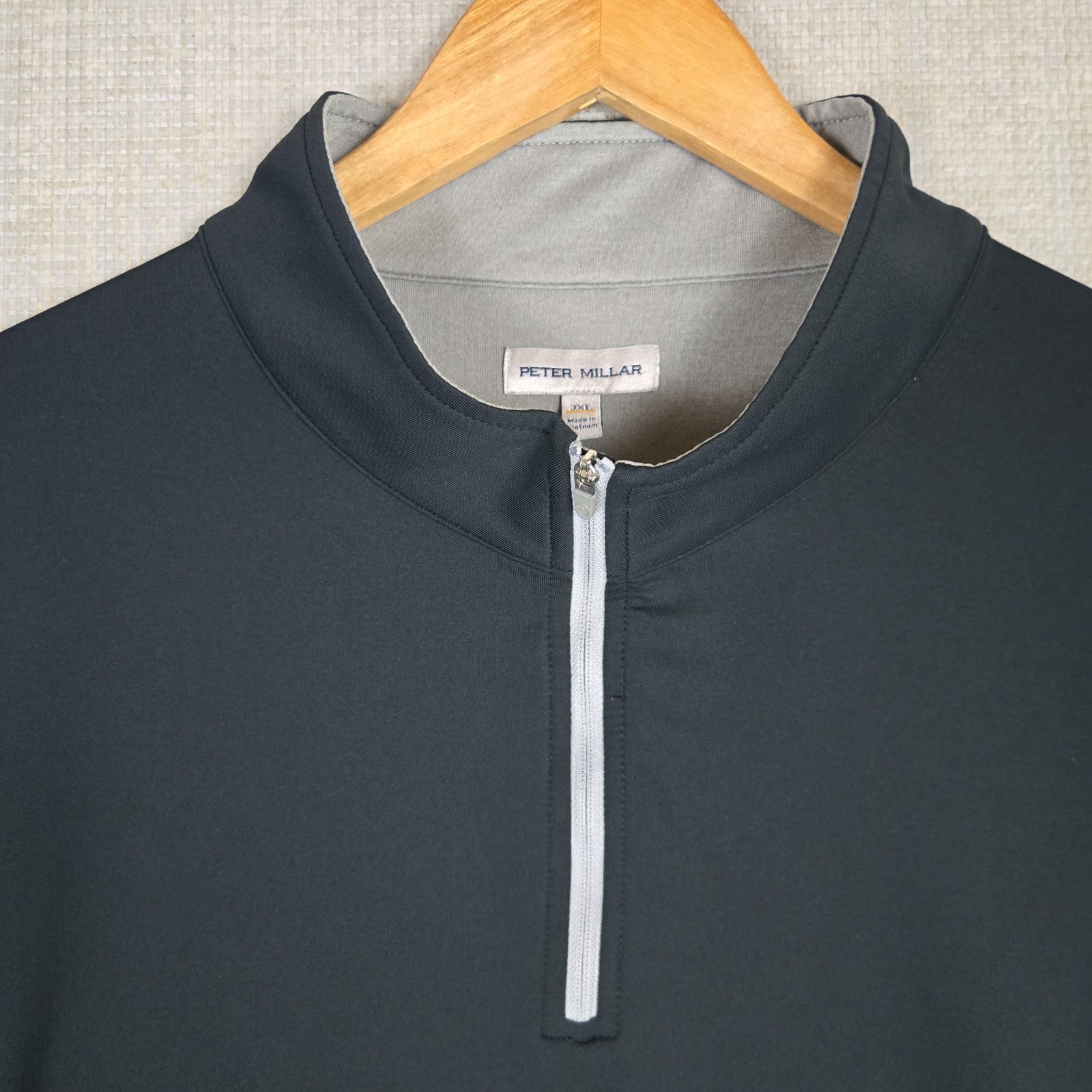 PETER MILLAR Mens Size 3XL Performance 1/4 Zip Perth Pullover Black Golf XXXL