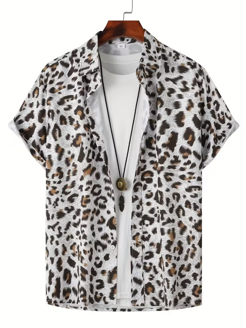 Leopard Print Casual Hawaiian Shirt – Adults & Youth