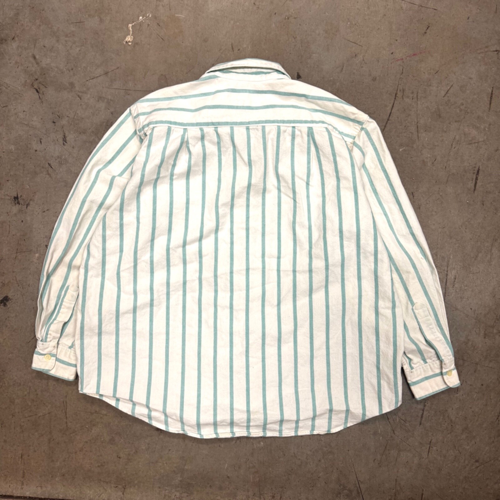 VTG 90s Canvas Candy Striped Button Down Shirt Original Private Label Co Oxford