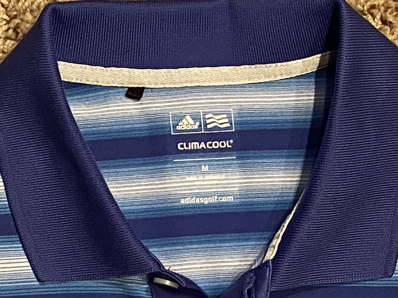 Adidas Climacool Mens M Multicolor Striped Polo Golf Shirt Oak Hills CC Logo
