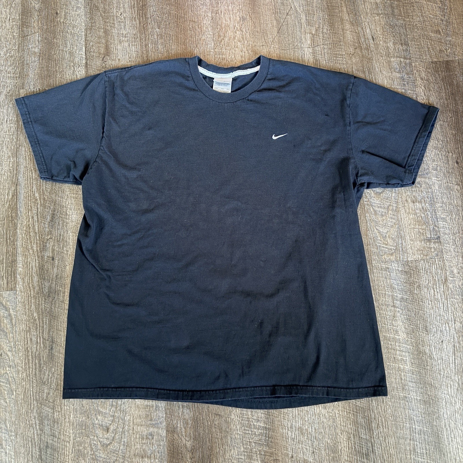 Nike Vintage 90’s Black Tee Shirt GrayTag Embroidered Swoosh XXL Cottton