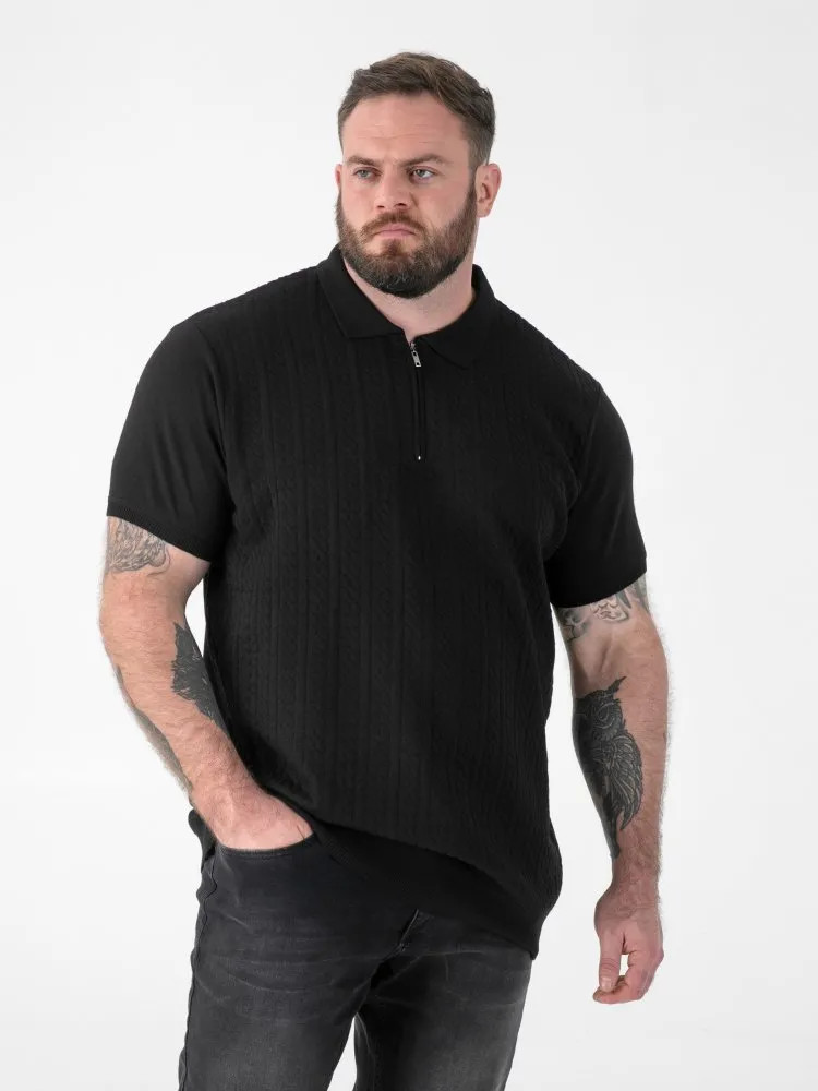 D555 Duke Big Mens Polo Shirt Cable Knit Quarter Neck Zip 2XL-4XL 5XL 6XL 611911