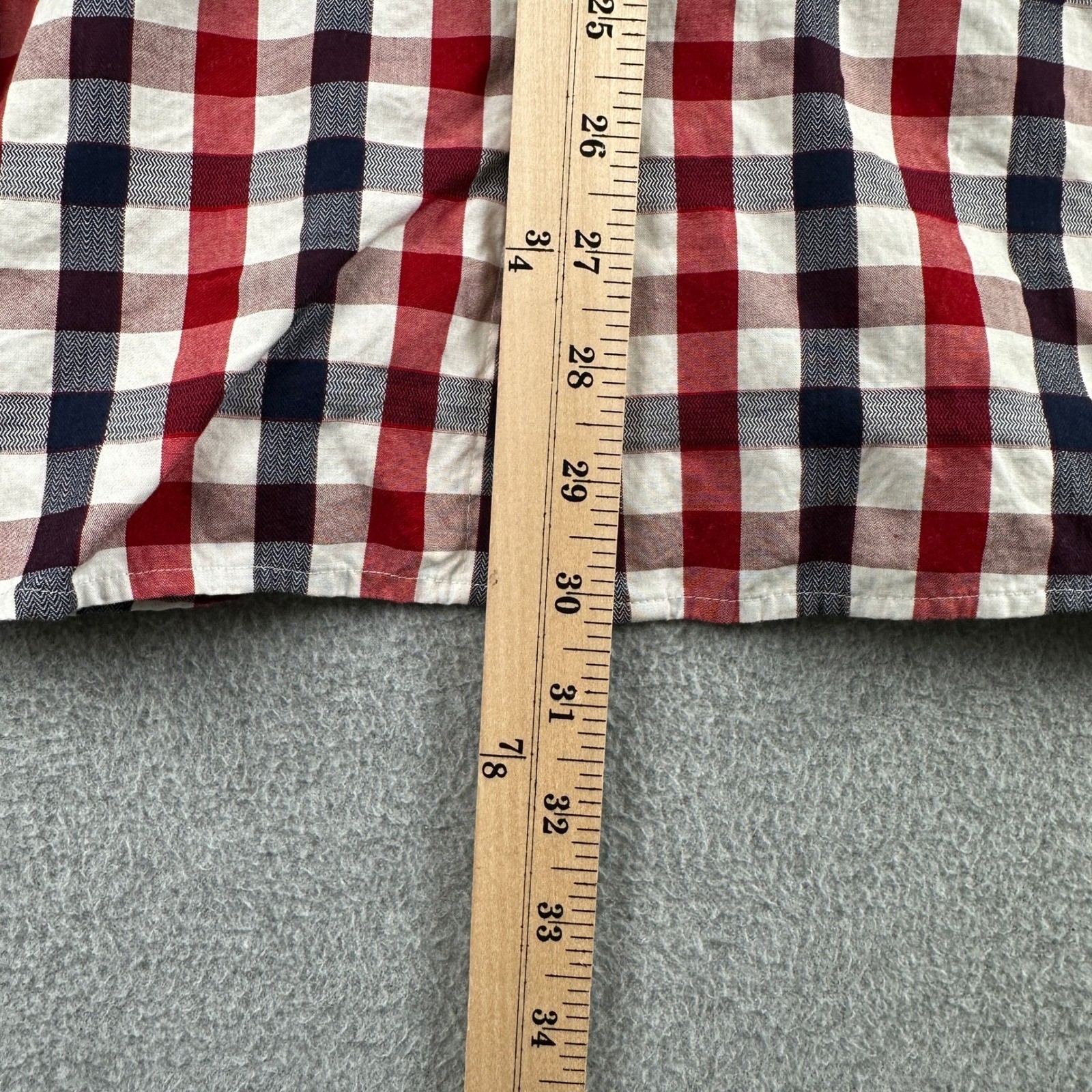 Express Button Up Mens L Red Gingham Modern Fit Plaid Long Sleeve Shirt