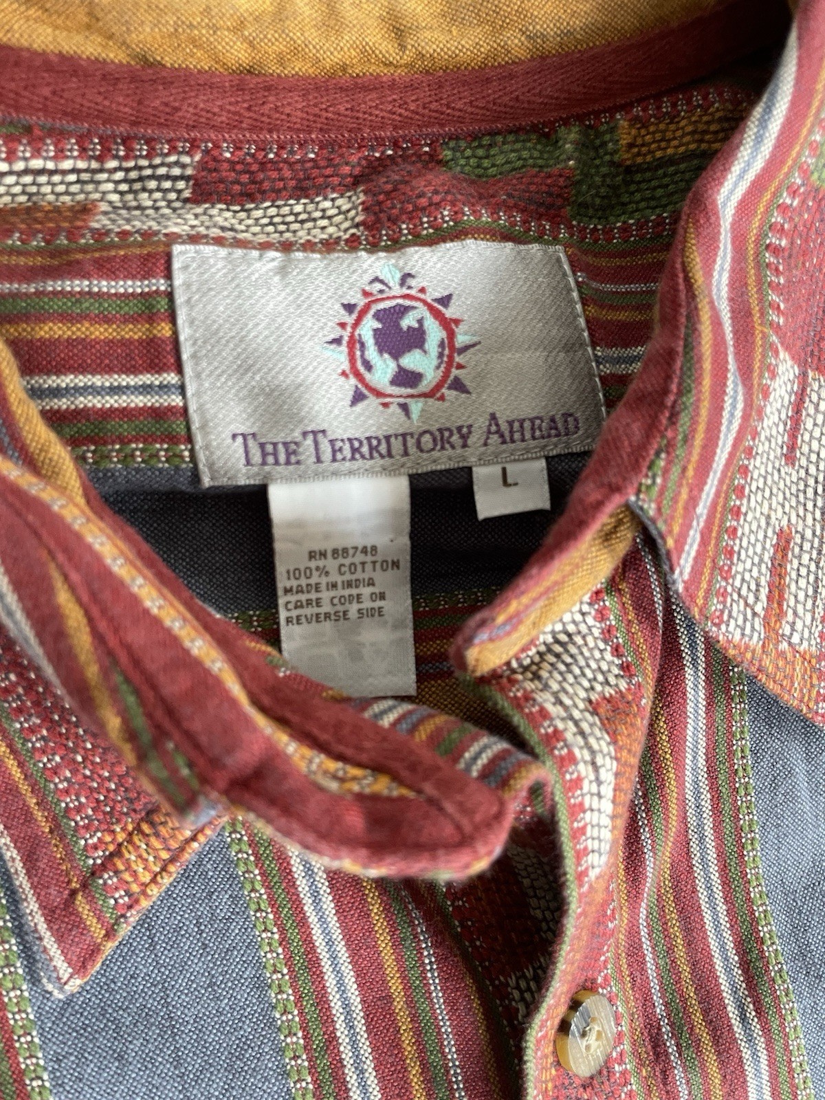 Vintage The Territory Ahead Shirt Men’s Size Large Aztec Southwest Button-Up