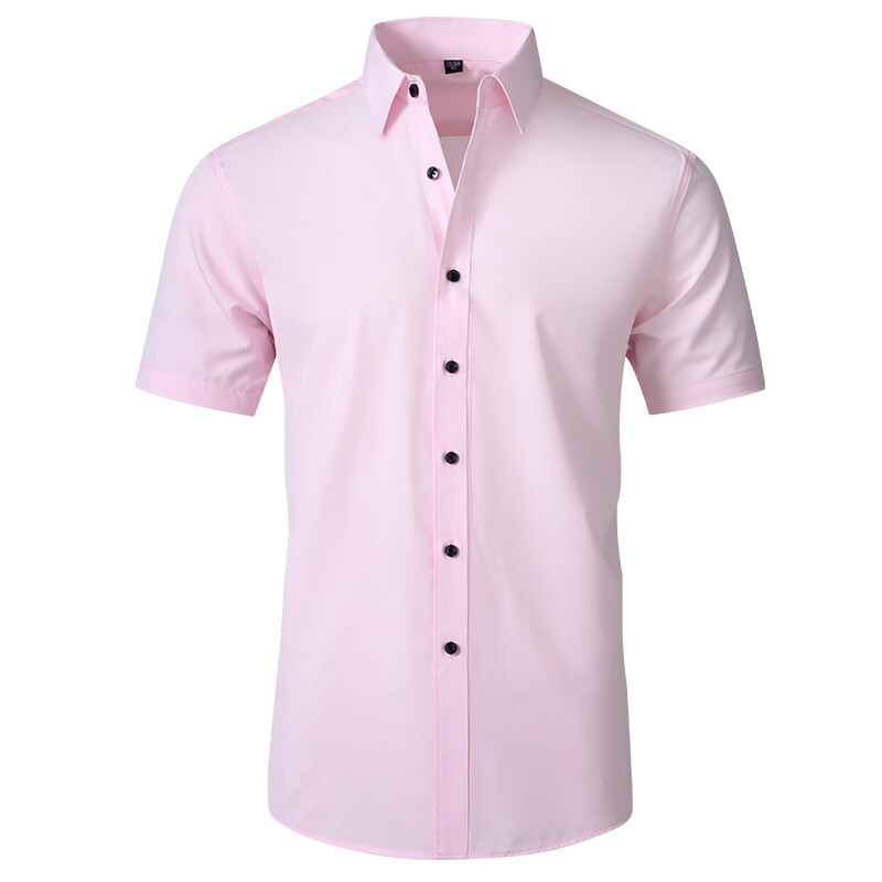 Men’s Dress Shirts Formal Business Short Sleeves Slim Fit Elastic Casual Shirts