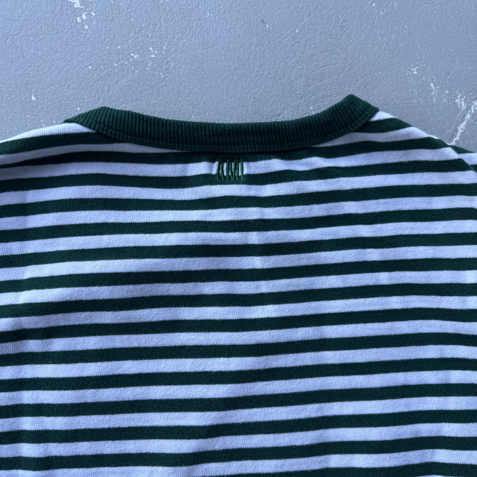 AMI Paris T-Shirt Alexandre Mattiussi Striped Heart Logo Long Sleeve Small