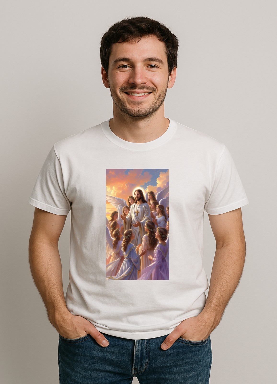 Set of two t-shirts allegorical to God, printed in DTF