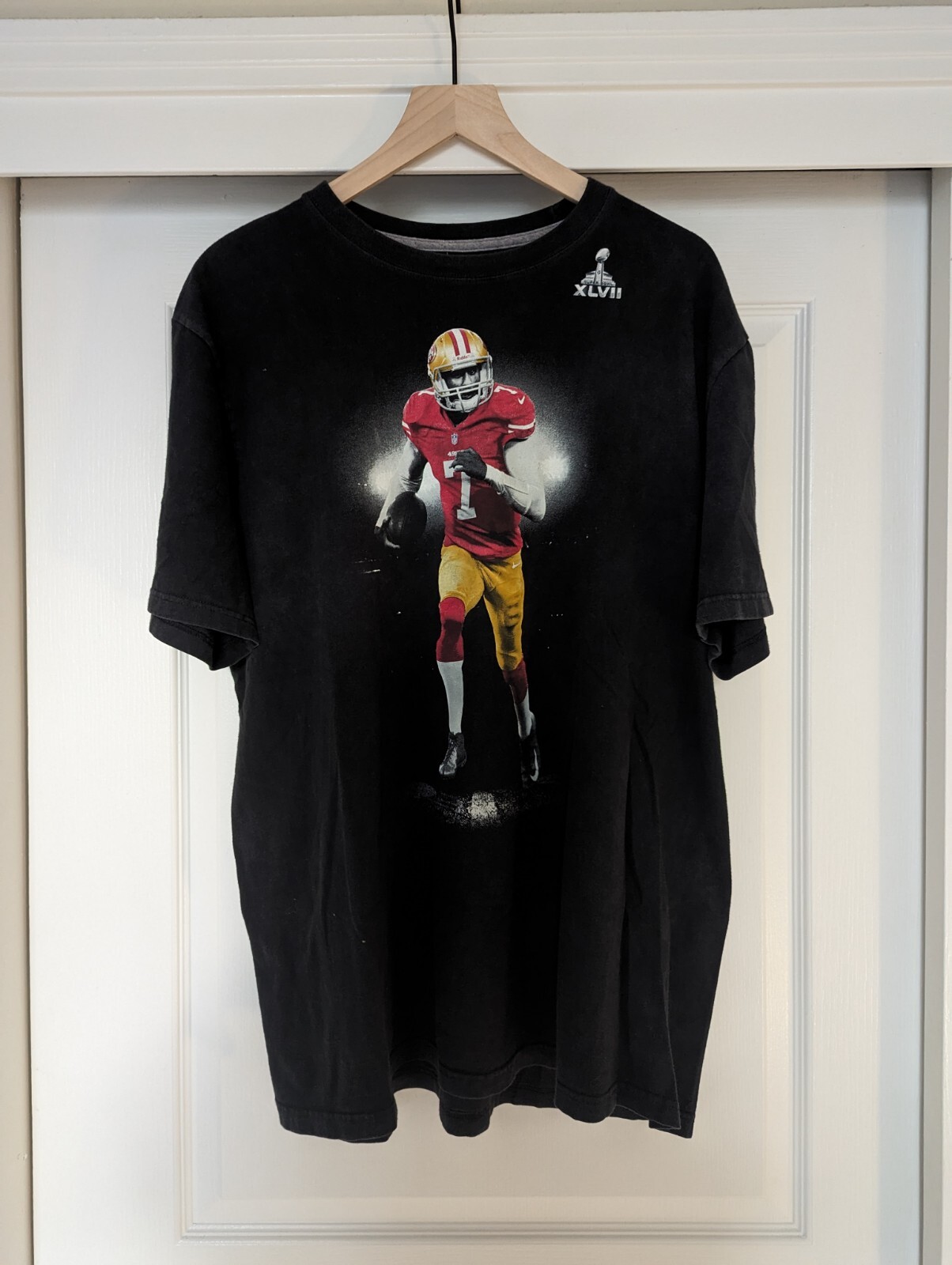 NIKE NFL San Francisco 49ERS Colin Kaepernick Super Bowl XLVII black t shirt XXL