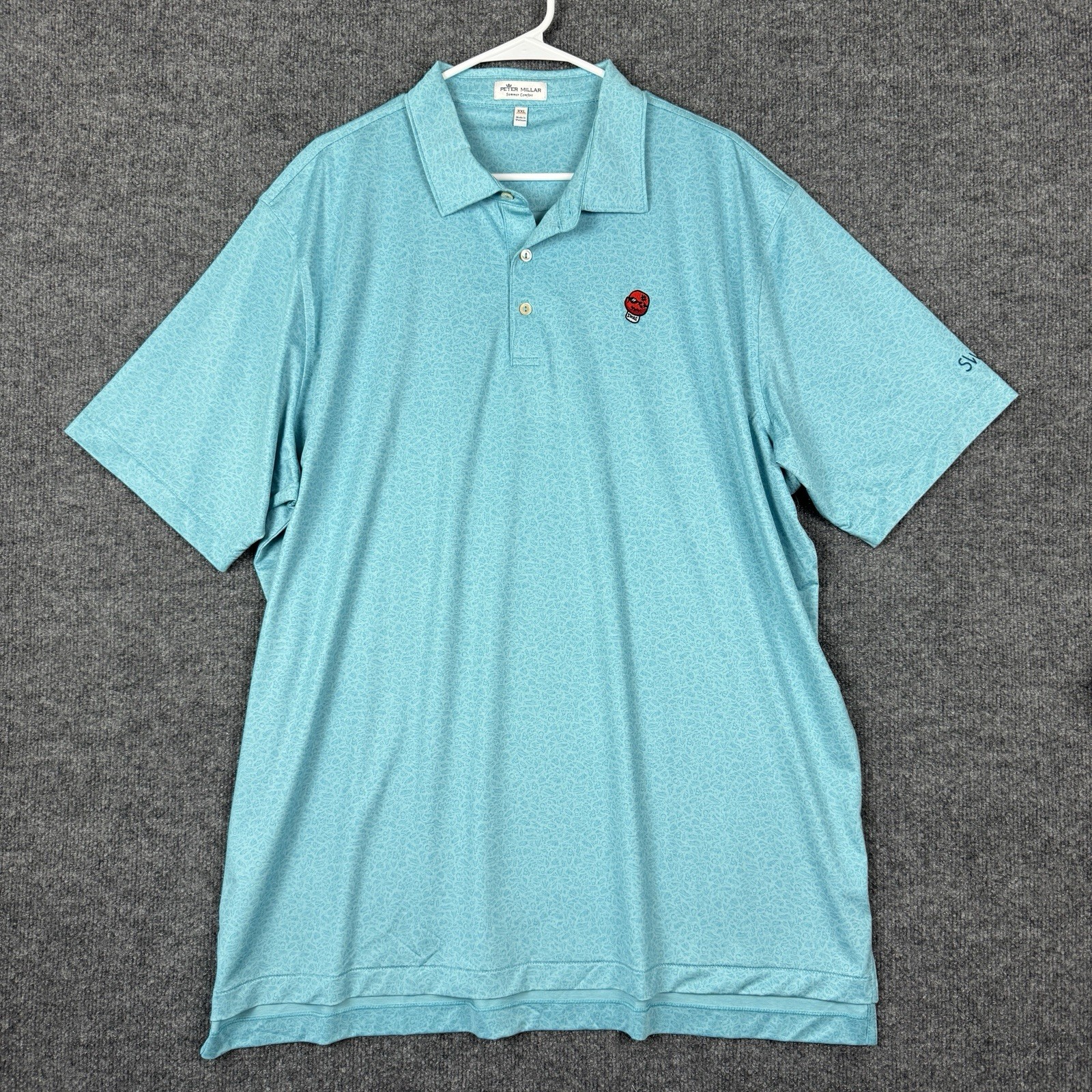 Swag Golf Peter Millar Boxing Glove Logo AOP Polo Summer Comfort Blue Men’s XXL