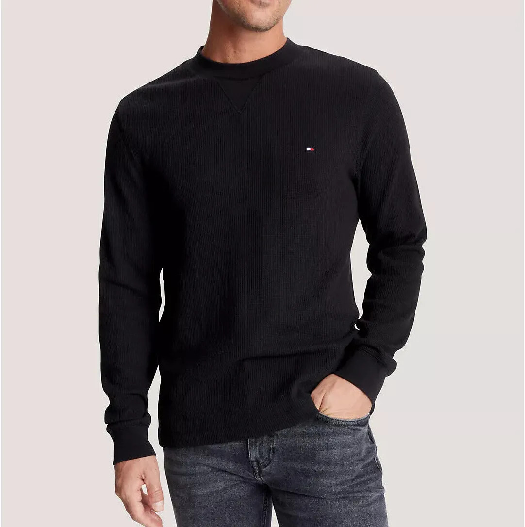 Tommy Hilfiger Men’s Regular Fit All Cotton Long Sleeve Waffle Knit T-shirt Tee