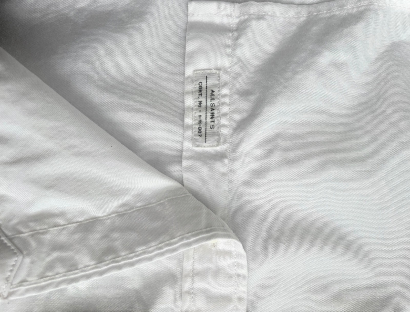 AllSaints Redondo LS Shirt White Slim Fit 100% Cotton Button Up Size M