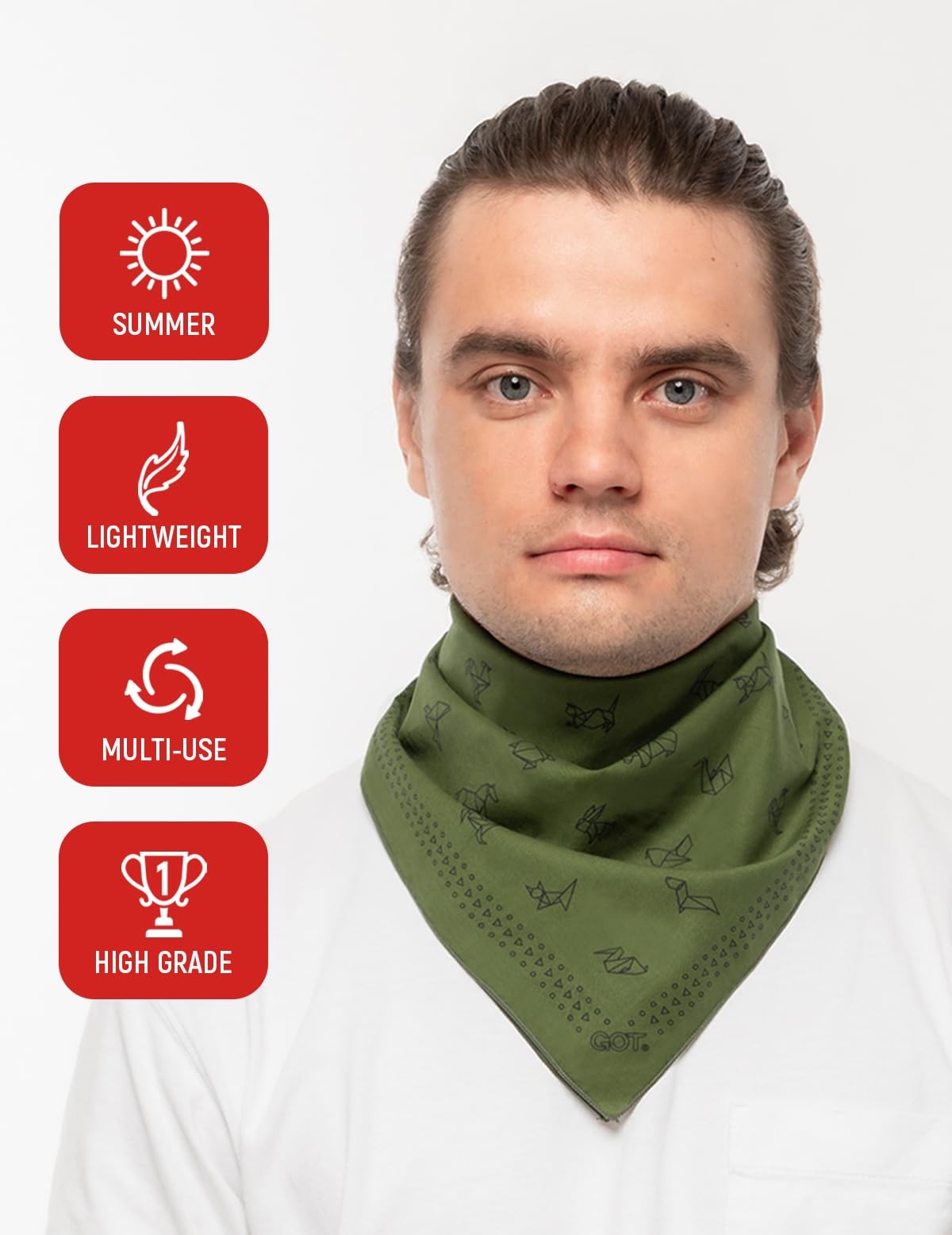 100% Cotton Bandana for Men & Women – Large 24″ x 24″ Square Head Scarf Hair …