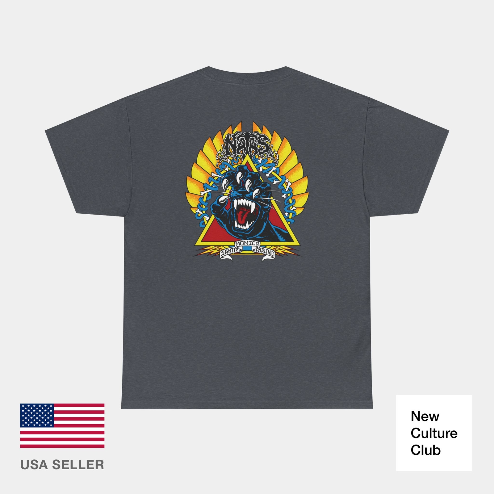 SCREAMING PANTHER Santa Monica Airlines Natas Kaupas Skateboard T Shirt Print