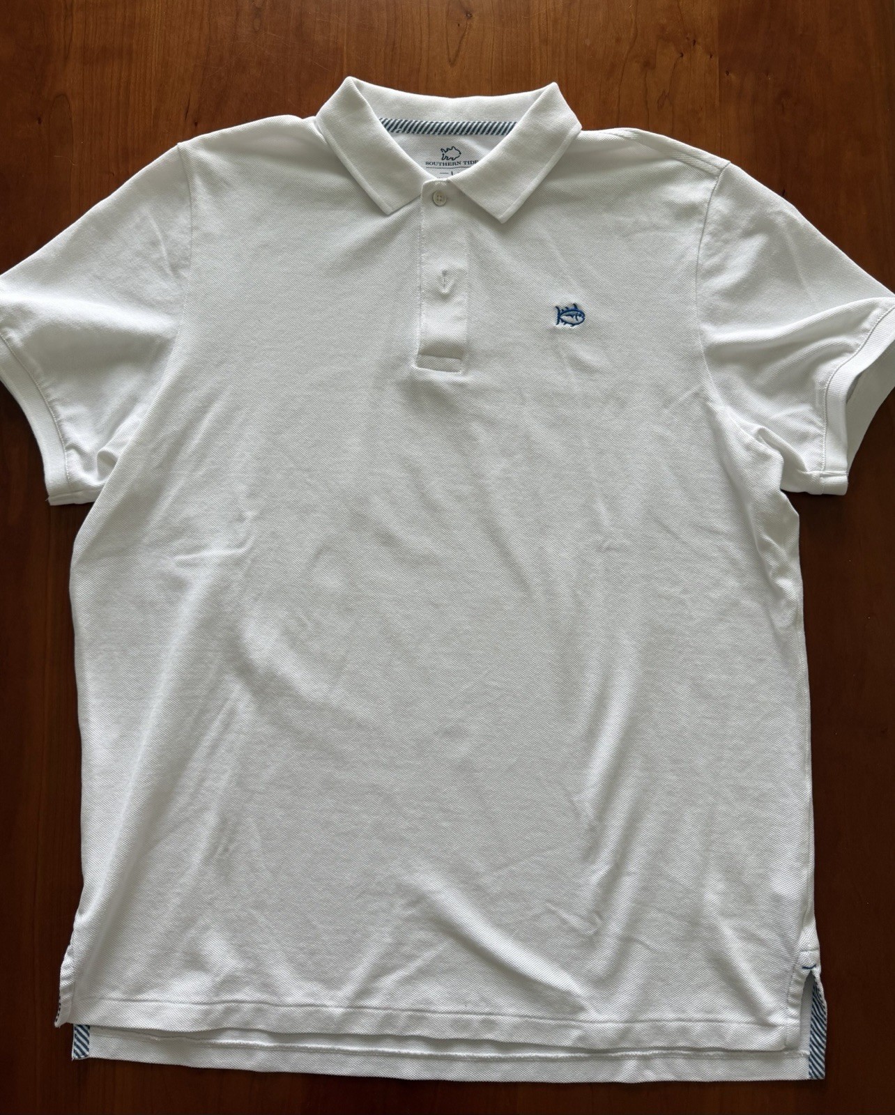 Southern Tide Skipjack Polo Shirt Men’s Large White Organic Cotton Stretch