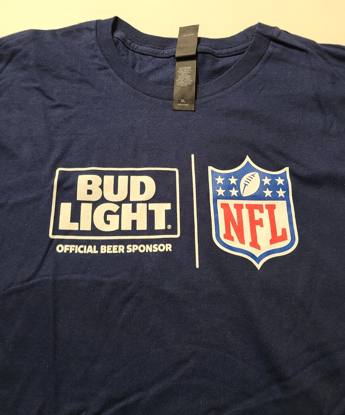 Bud Light Official Beer Sponsor NFL Blue T-shirt, X-Large