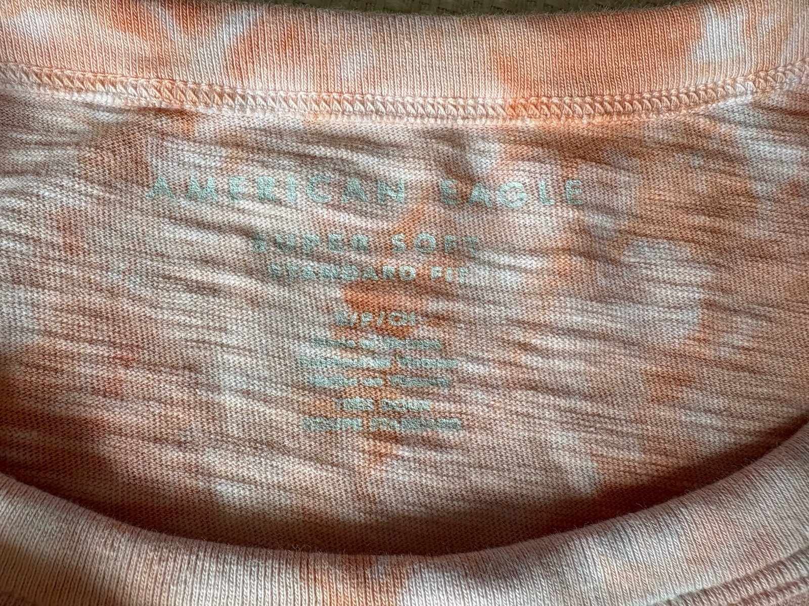 American Eagle Super Soft Standard Fit Small Cotton Salmon Tie Dye Tee Shirt