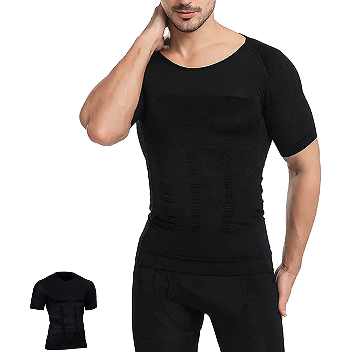 SecondSkin Men’s Shaper Cooling T-Shirt Compression Shirt Slimming Shapewear US